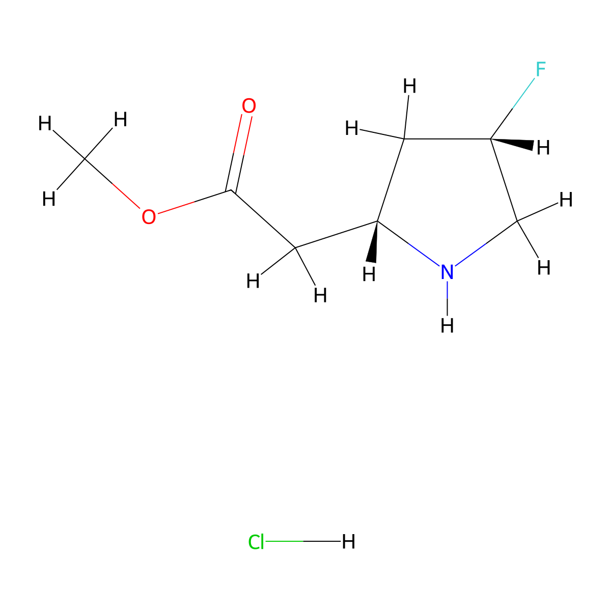 methyl 2-[(2R,4S)-4-fluoropyrrolidin-2-yl]acetate hydrochloride molecular structure, CAS 2225126-70-3