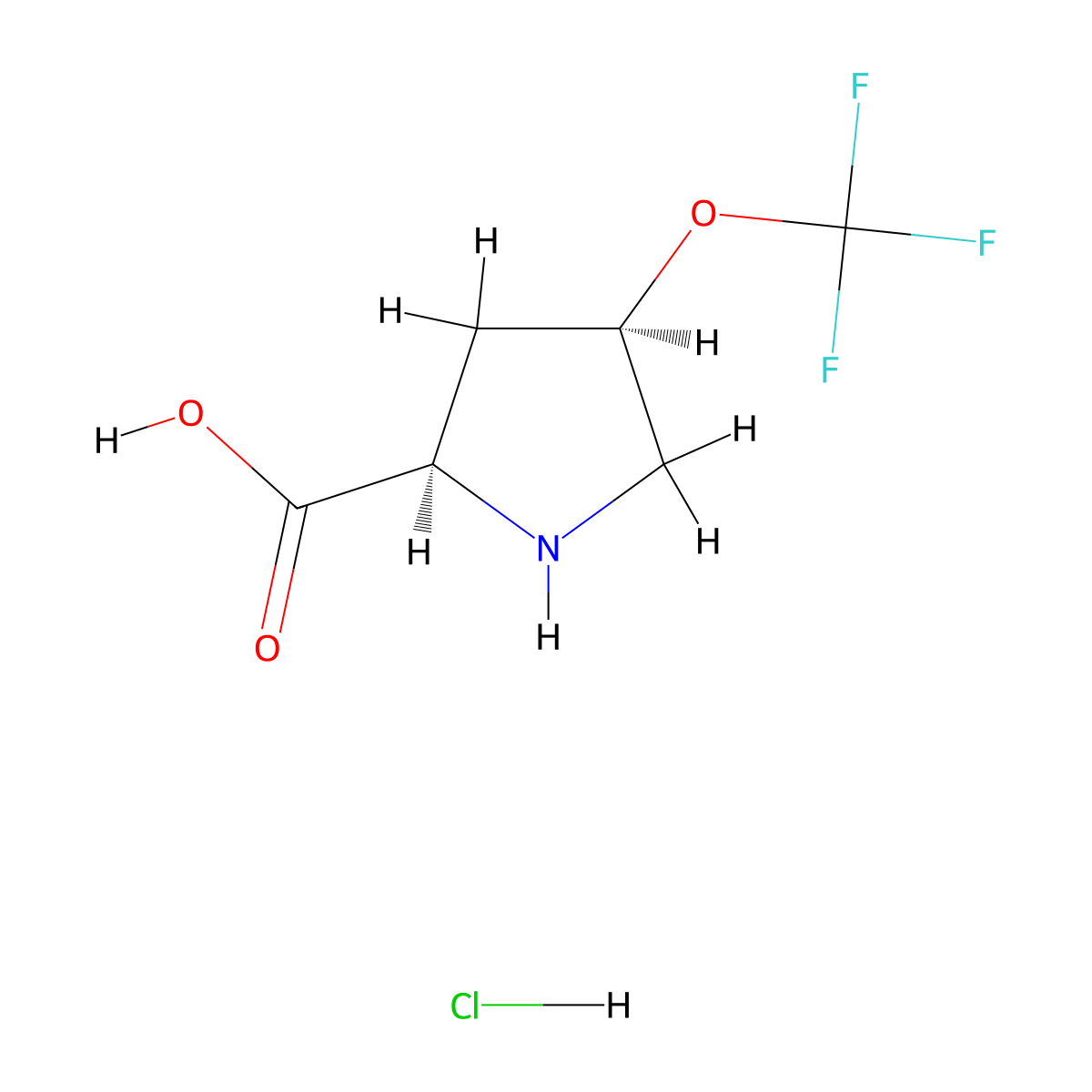 (2R,4R)-4-(Trifluoromethoxy)pyrrolidine-2-carboxylic acid hydrochloride molecular structure, CAS 2225126-71-4