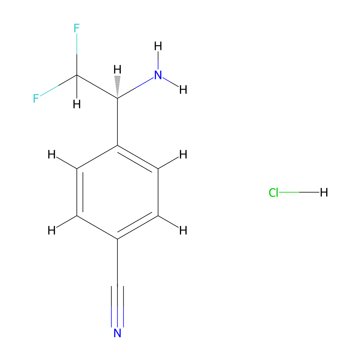4-[(1S)-1-amino-2,2-difluoroethyl]benzonitrile hydrochloride molecular structure, CAS 2225126-78-1