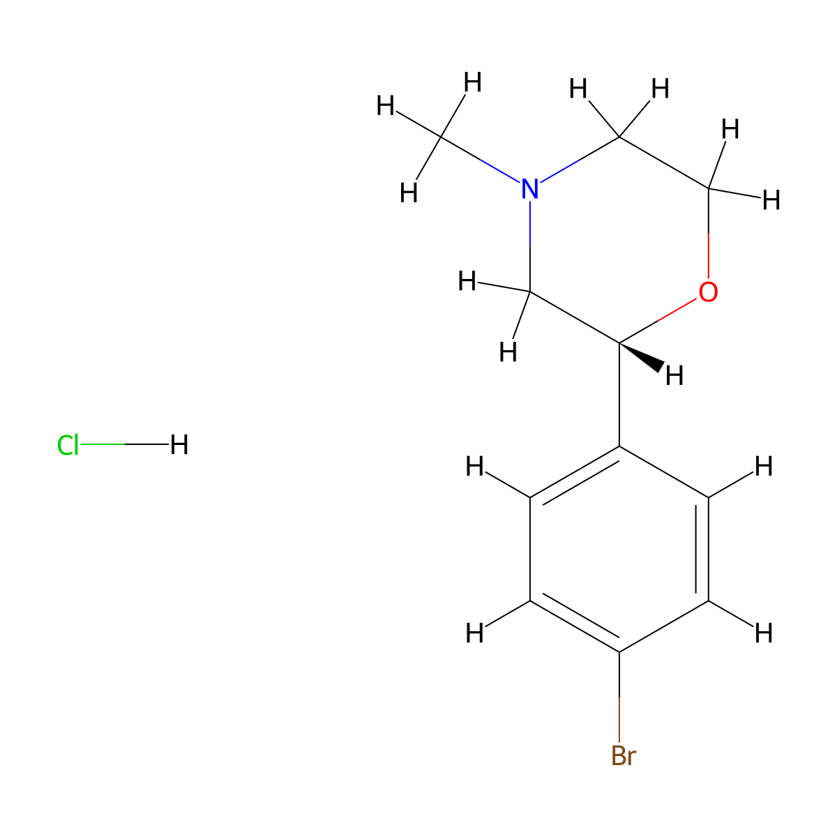 (2R)-2-(4-bromophenyl)-4-methylmorpholine hydrochloride molecular structure, CAS 2225126-82-7