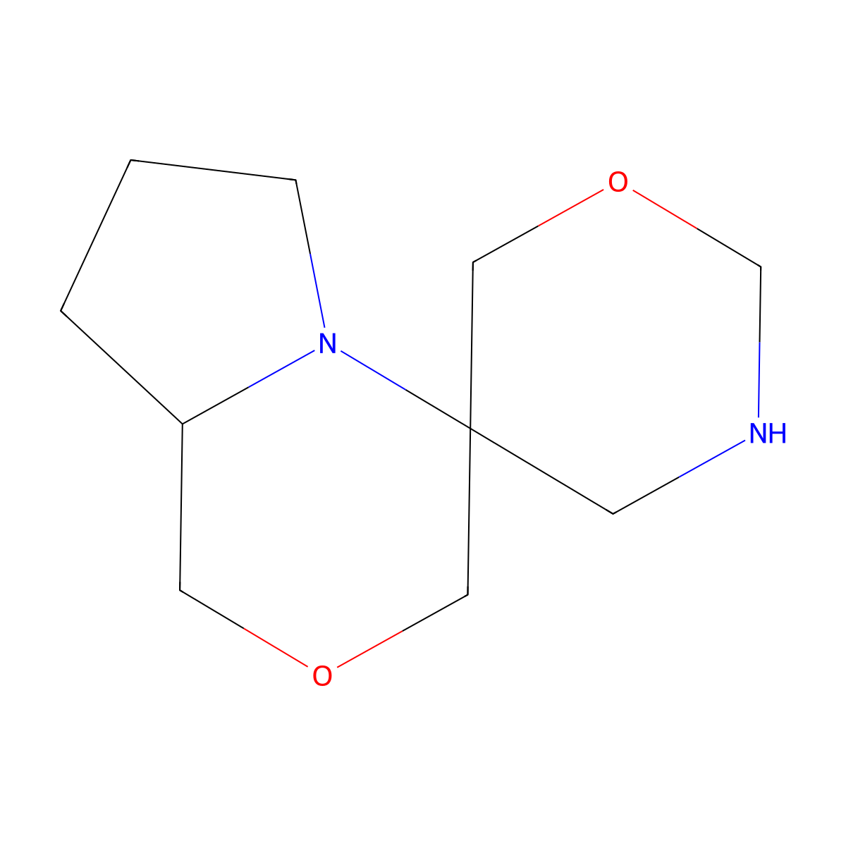 (3S,8'aS)-hexahydrospiro[1,5-oxazinane-3,4'-pyrrolo[2,1-c]morpholine] molecular structure, CAS 2225126-89-4
