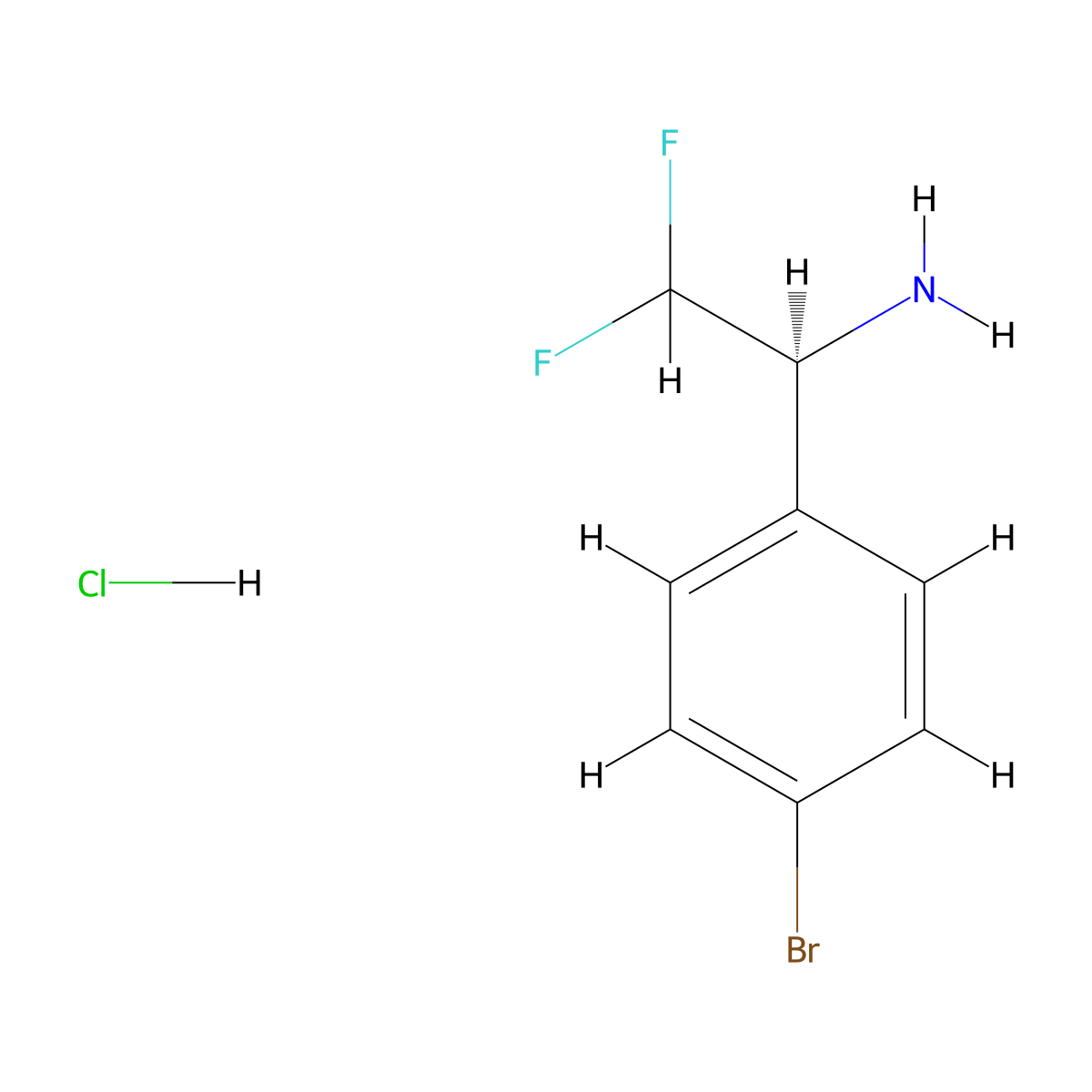(S)-1-(4-Bromophenyl)-2,2-difluoroethanamine hydrochloride molecular structure, CAS 2225126-90-7