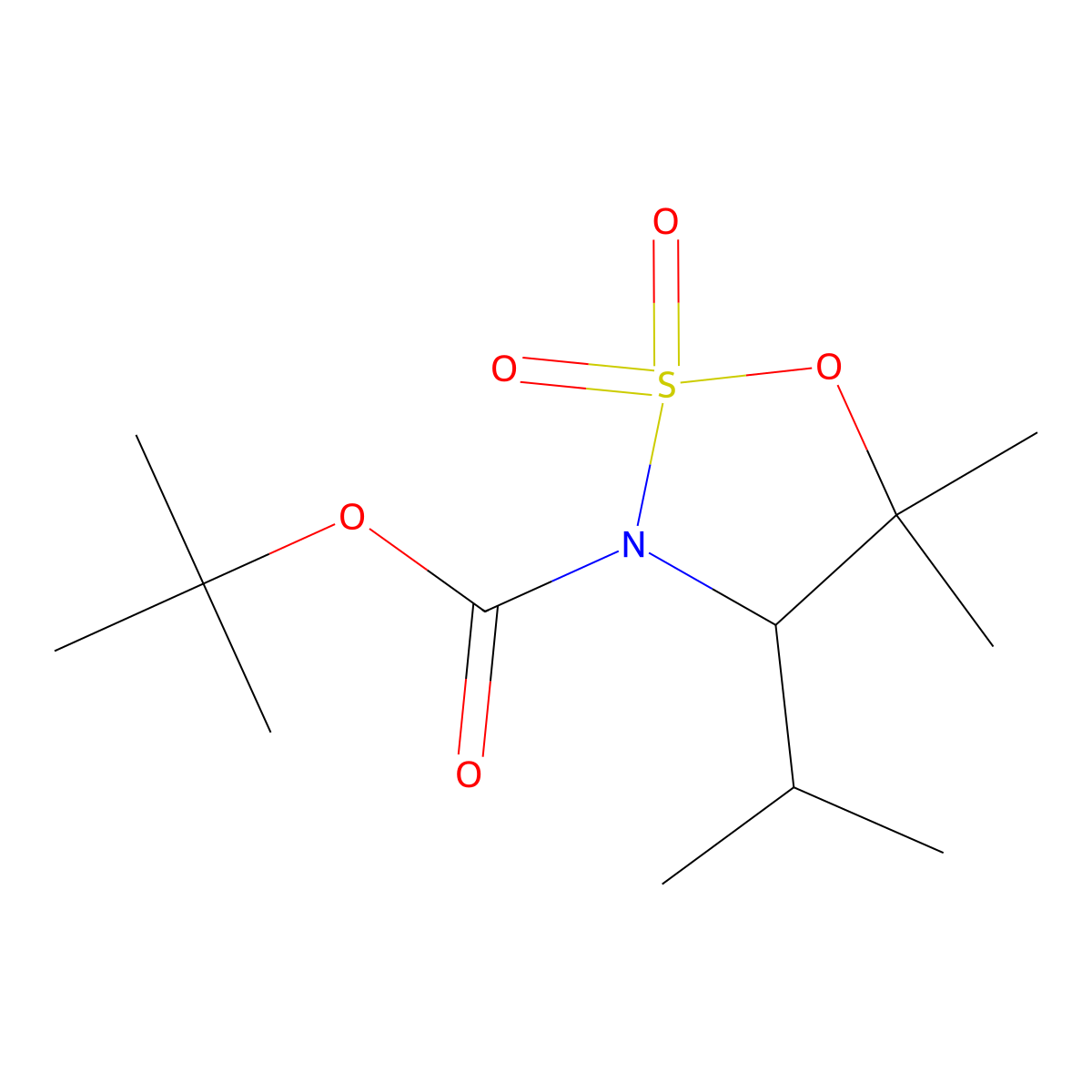 tert-butyl (4R)-5,5-dimethyl-2,2-dioxo-4-(propan-2-yl)-1,2lambda6,3-oxathiazolidine-3-carboxylate molecular structure, CAS 2225127-00-2