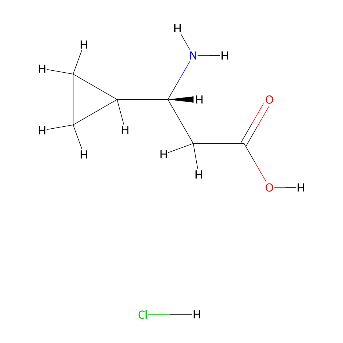 (3R)-3-amino-3-cyclopropylpropanoic acid hydrochloride molecular structure, CAS 2225127-06-8