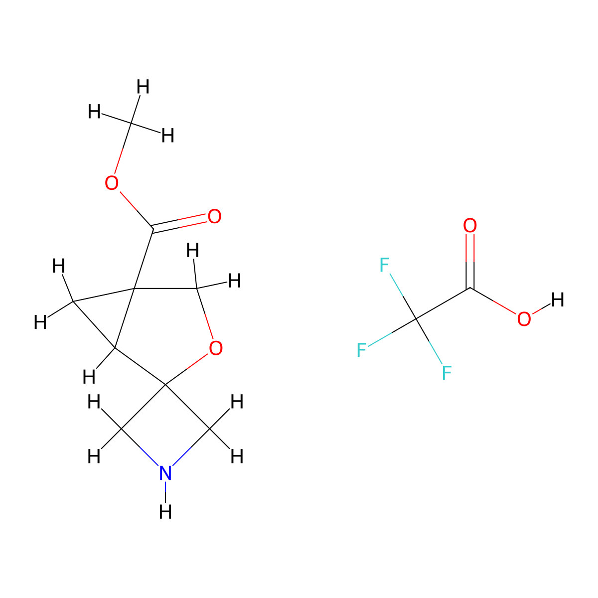 Methyl 3'-oxaspiro[azetidine-3,2'-bicyclo[3.1.0]hexane]-5'-carboxylate 2,2,2-trifluoroacetate molecular structure, CAS 2225135-91-9