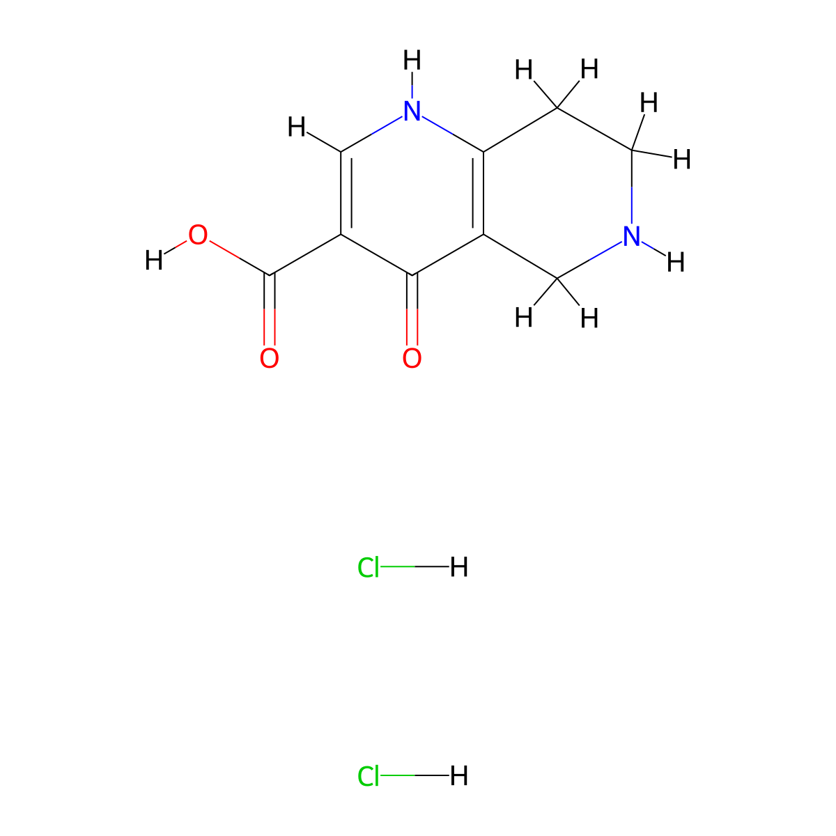 4-Hydroxy-5,6,7,8-tetrahydro-1,6-naphthyridine-3-carboxylic acid dihydrochloride molecular structure, CAS 2225135-92-0