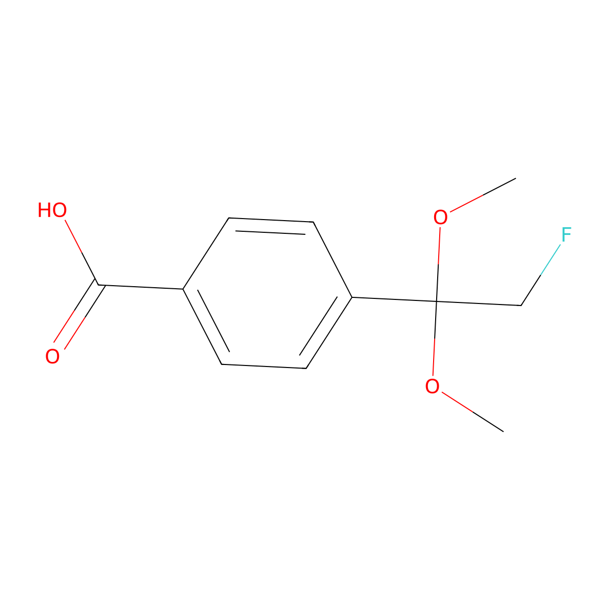 4-(2-Fluoro-1,1-dimethoxyethyl)benzoic acid molecular structure, CAS 2225136-01-4