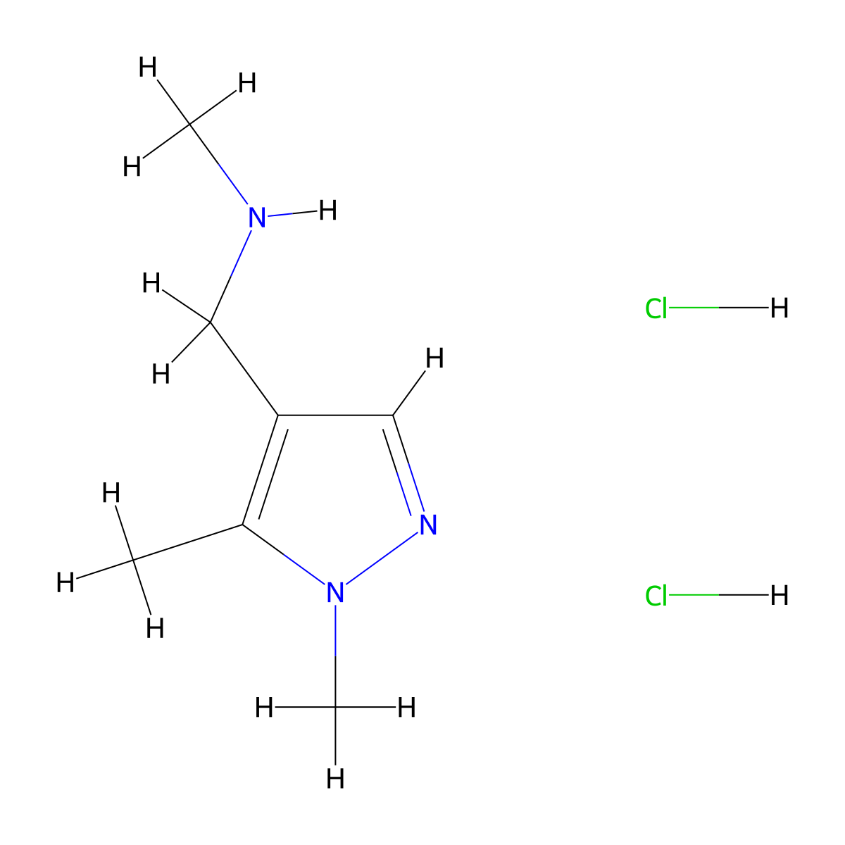 [(1,5-dimethyl-1H-pyrazol-4-yl)methyl](methyl)amine dihydrochloride molecular structure, CAS 2225136-05-8