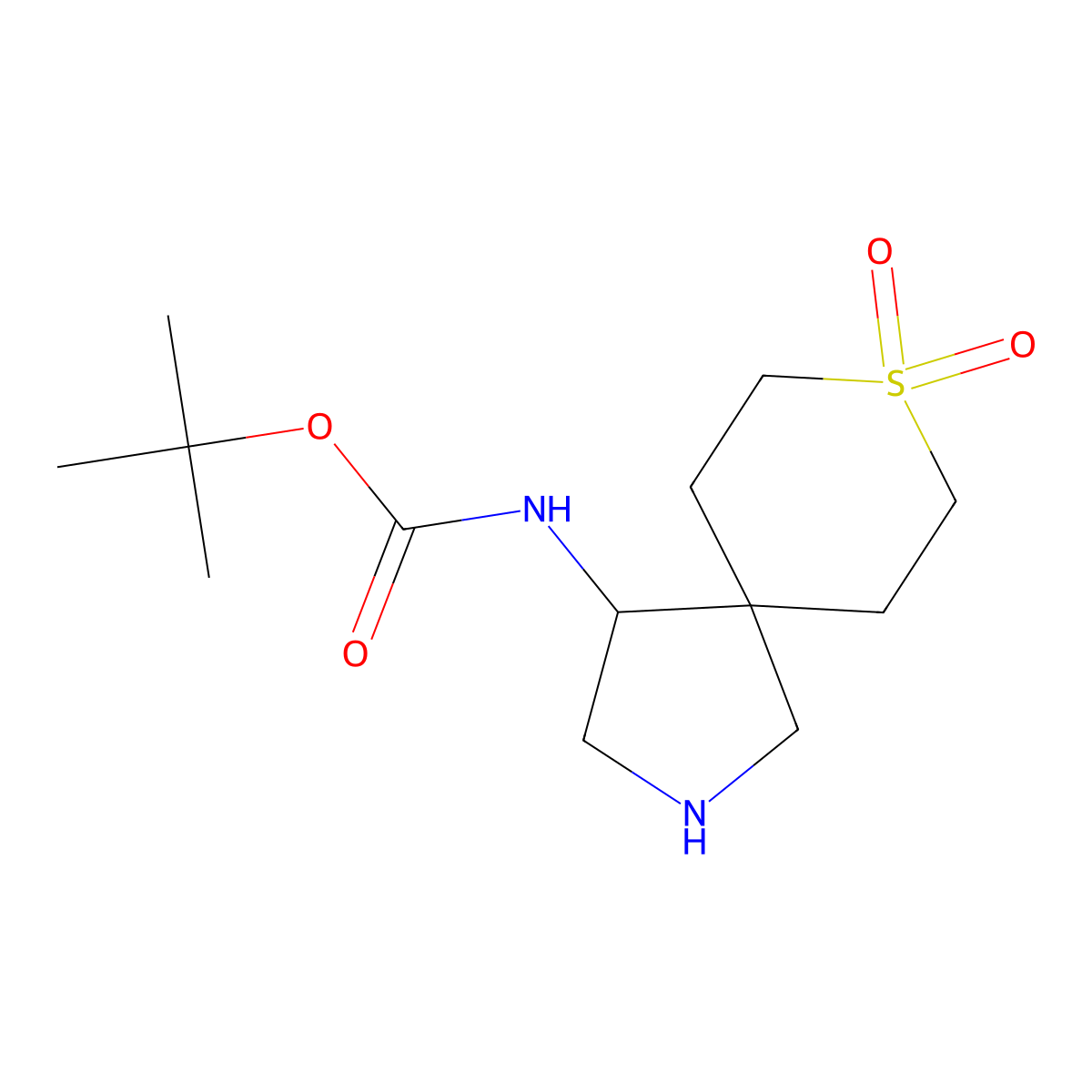 tert-butyl N-{8,8-dioxo-8lambda6-thia-2-azaspiro[4.5]decan-4-yl}carbamate molecular structure, CAS 2225136-09-2
