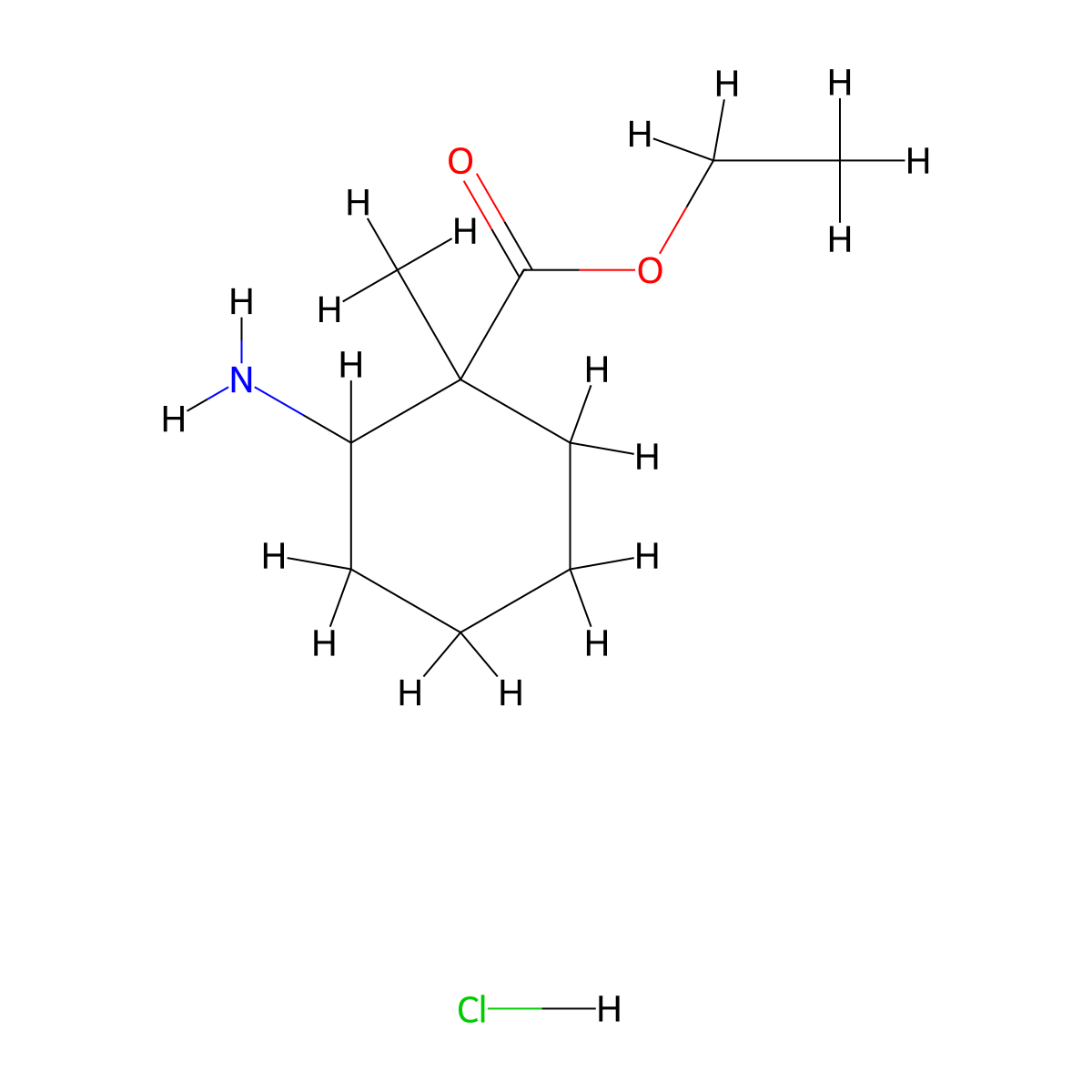 Ethyl 2-amino-1-methylcyclohexane-1-carboxylate hydrochloride molecular structure, CAS 2225136-12-7