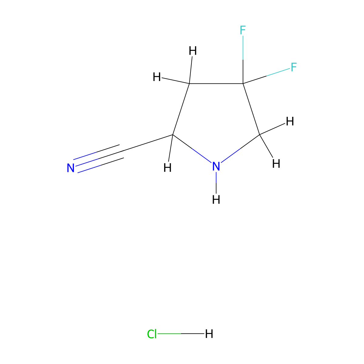 4,4-Difluoropyrrolidine-2-carbonitrile hydrochloride molecular structure, CAS 2225136-14-9