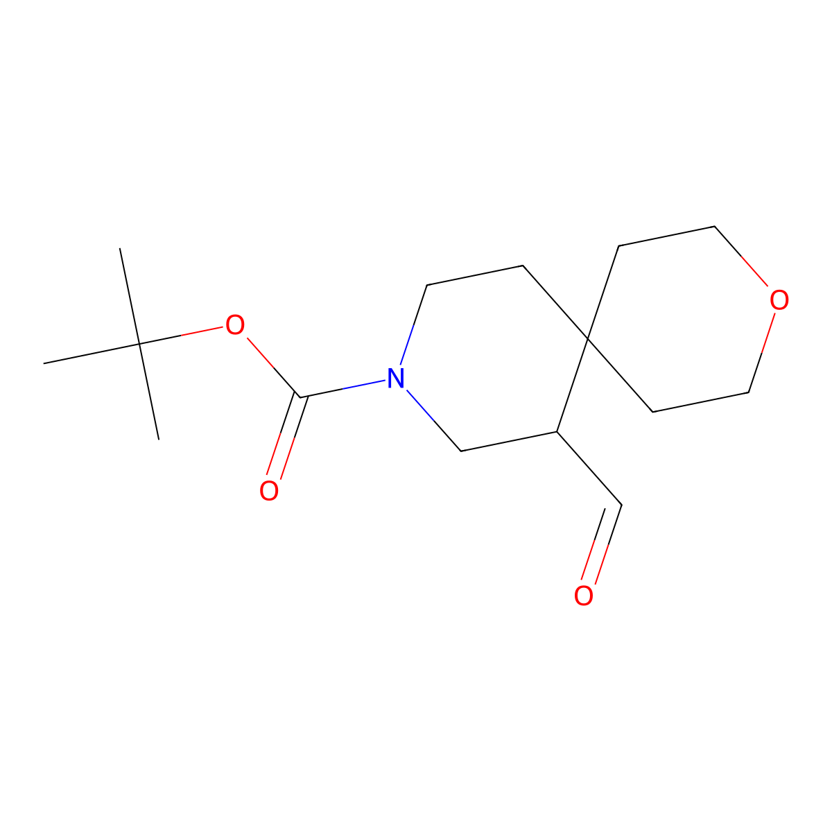 Tert-butyl 7-formyl-3-oxa-9-azaspiro(5.5)undecane-9-carboxylate molecular structure, CAS 2225136-16-1