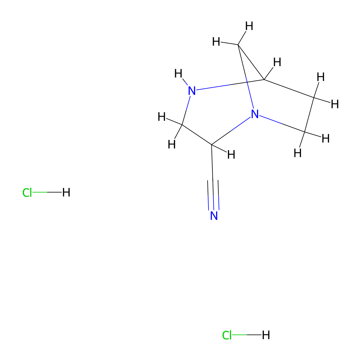 1,4-Diazabicyclo(3.2.1)octane-2-carbonitrile dihydrochloride molecular structure, CAS 2225136-25-2