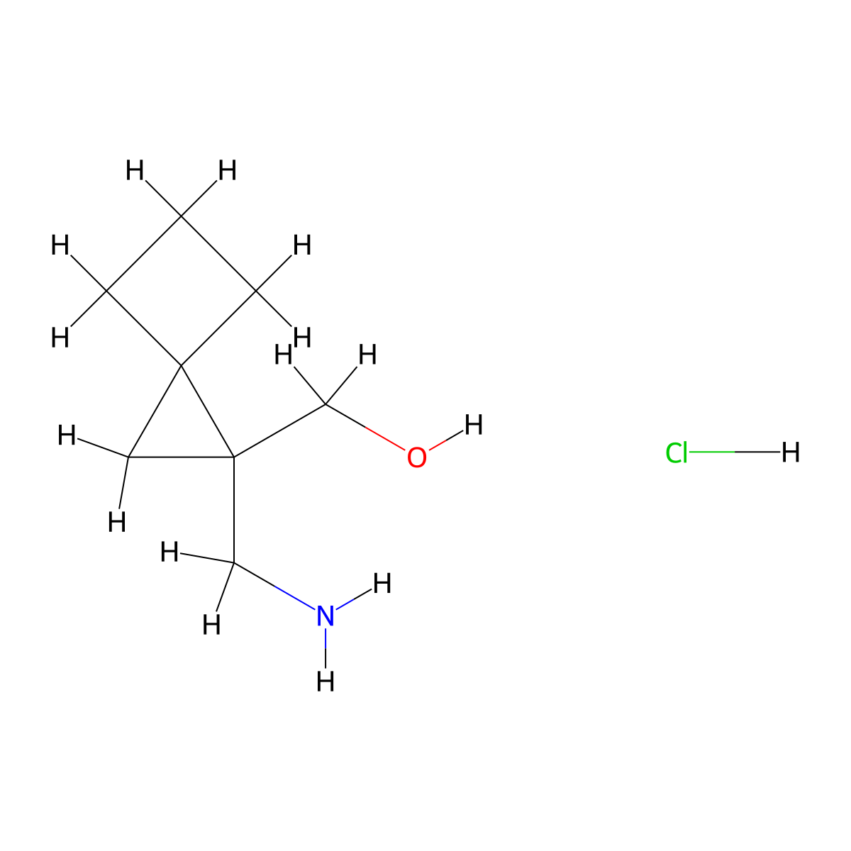 (1-(Aminomethyl)spiro(2.3)hexan-1-yl)methanol hydrochloride molecular structure, CAS 2225136-28-5