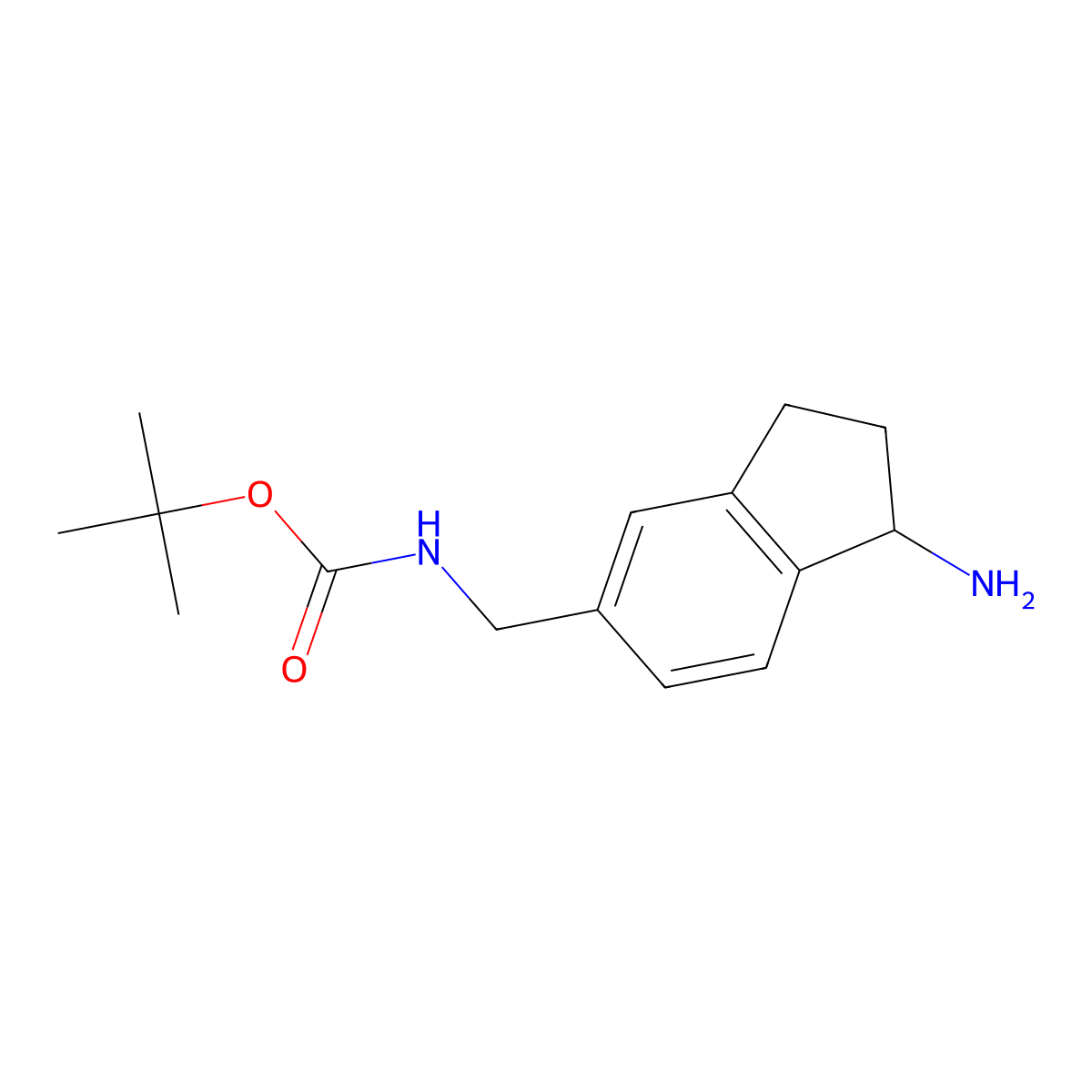 tert-butyl N-[(1-amino-2,3-dihydro-1H-inden-5-yl)methyl]carbamate molecular structure, CAS 2225136-31-0