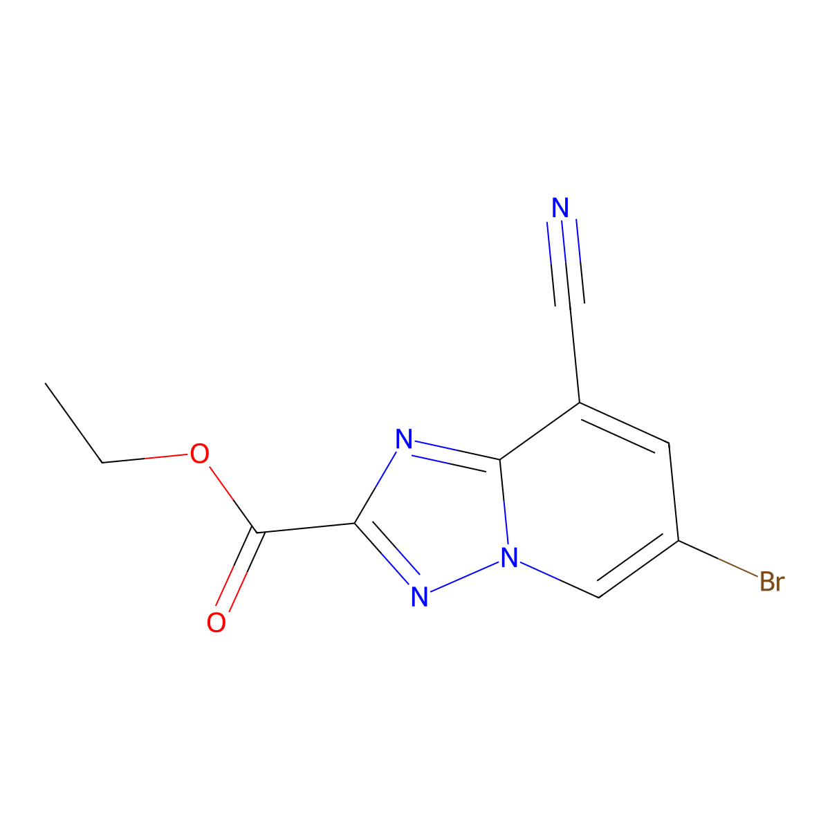 Ethyl 6-bromo-8-cyano-[1,2,4]triazolo[1,5-a]pyridine-2-carboxylate molecular structure, CAS 2225136-34-3