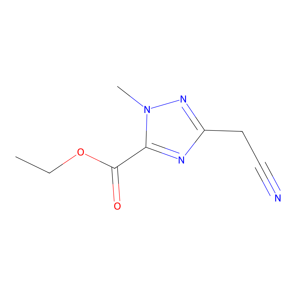 Ethyl 3-(cyanomethyl)-1-methyl-1H-1,2,4-triazole-5-carboxylate molecular structure, CAS 2225136-35-4
