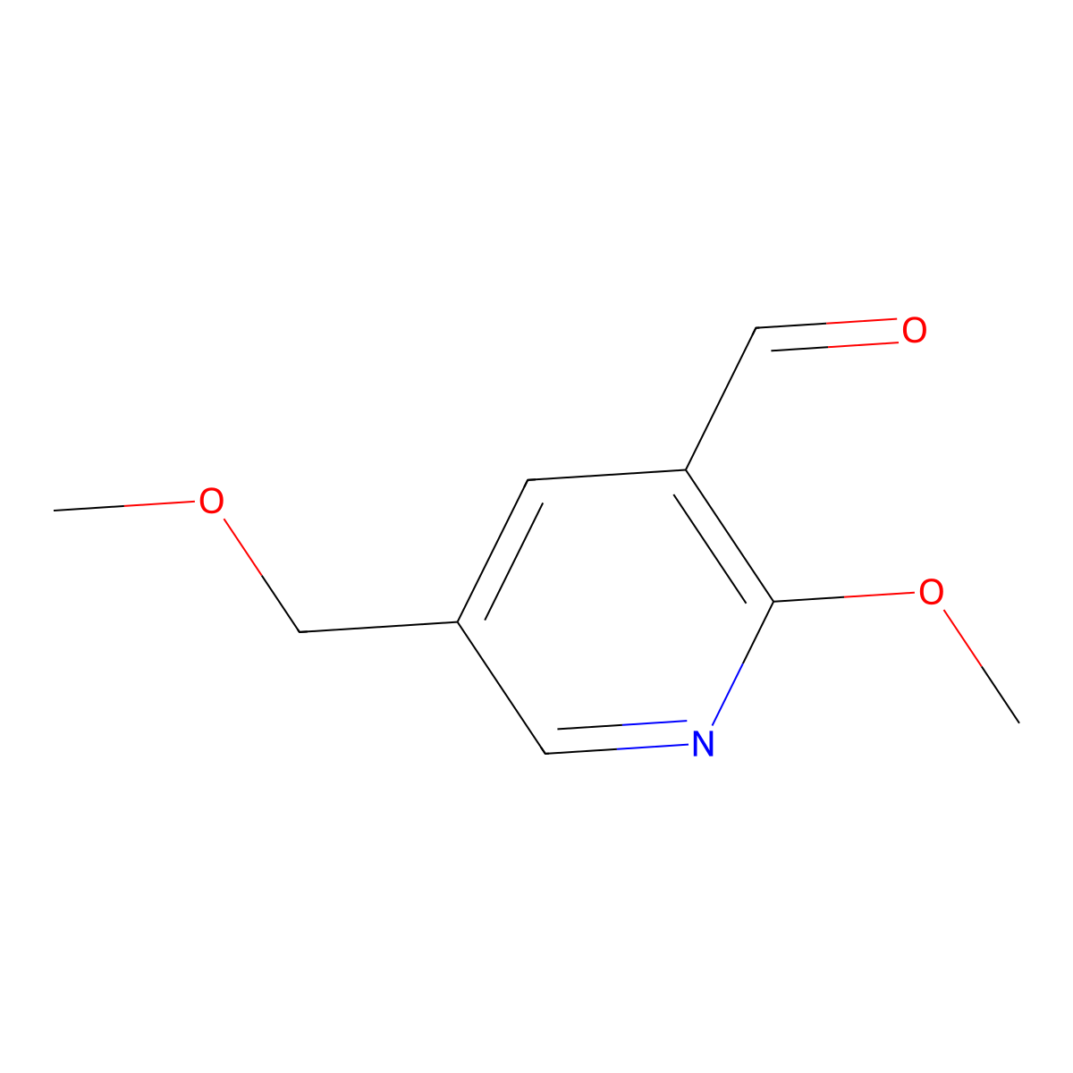2-Methoxy-5-(methoxymethyl)pyridine-3-carbaldehyde molecular structure, CAS 2225136-41-2