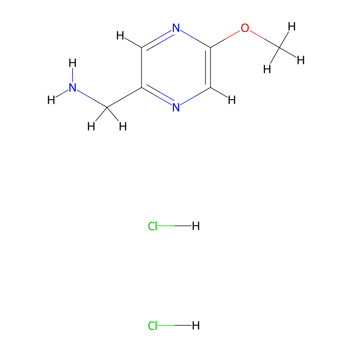 (5-Methoxypyrazin-2-yl)methanamine dihydrochloride molecular structure, CAS 2225136-43-4