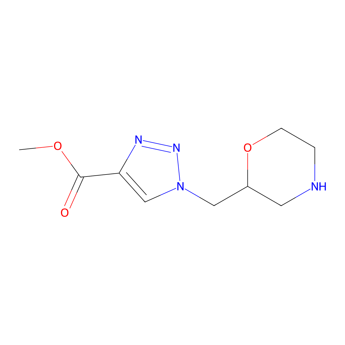 methyl 1-[(morpholin-2-yl)methyl]-1H-1,2,3-triazole-4-carboxylate molecular structure, CAS 2225136-47-8
