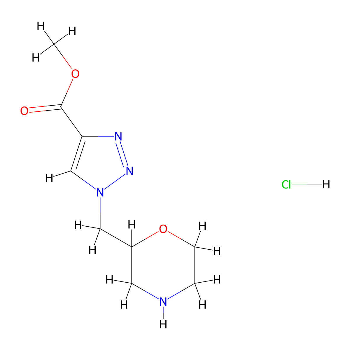methyl 1-((morpholin-2-yl)methyl)-1H-1,2,3-triazole-4-carboxylate hydrochloride molecular structure, CAS 2225136-48-9