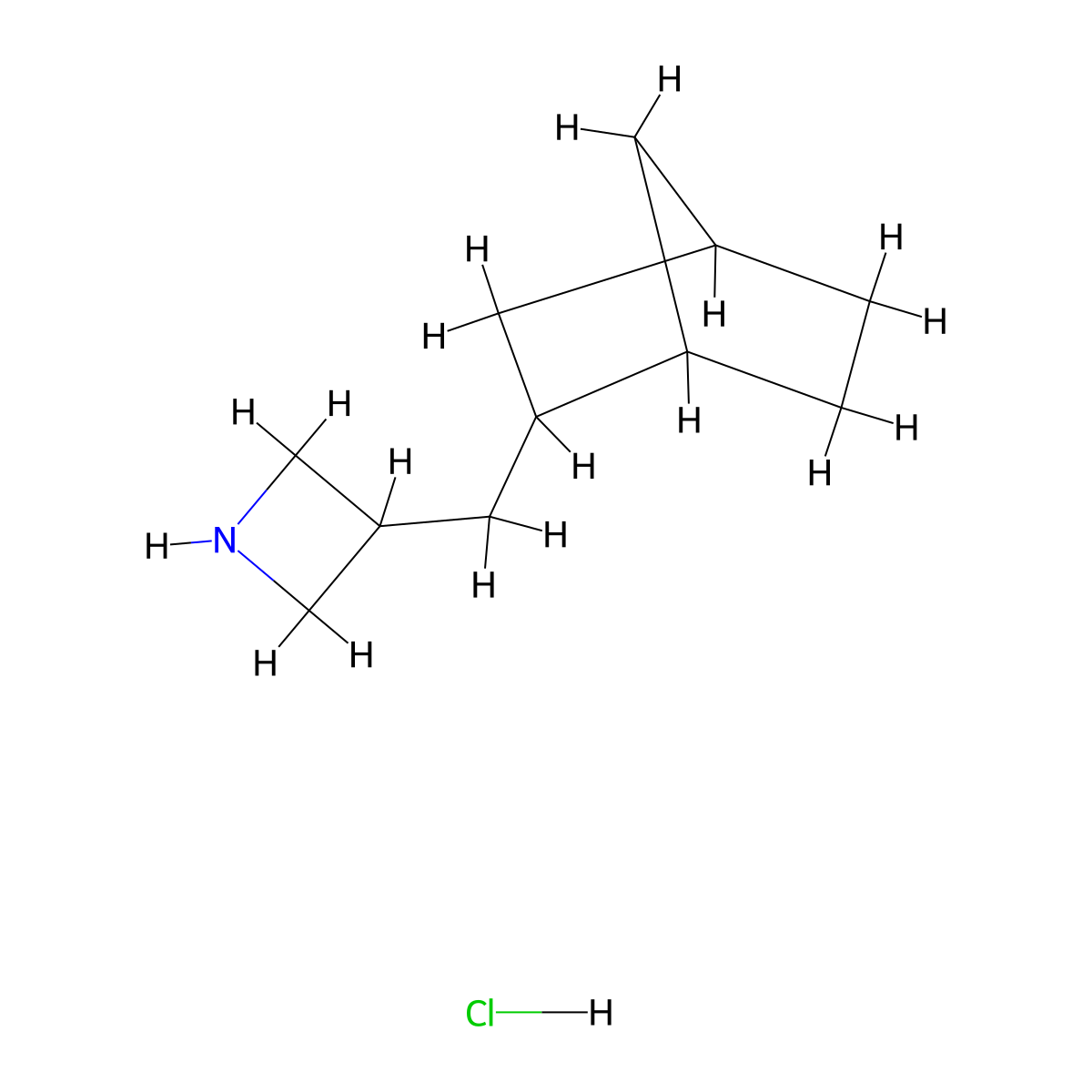 3-({Bicyclo[2.2.1]heptan-2-yl}methyl)azetidine hydrochloride molecular structure, CAS 2225136-59-2
