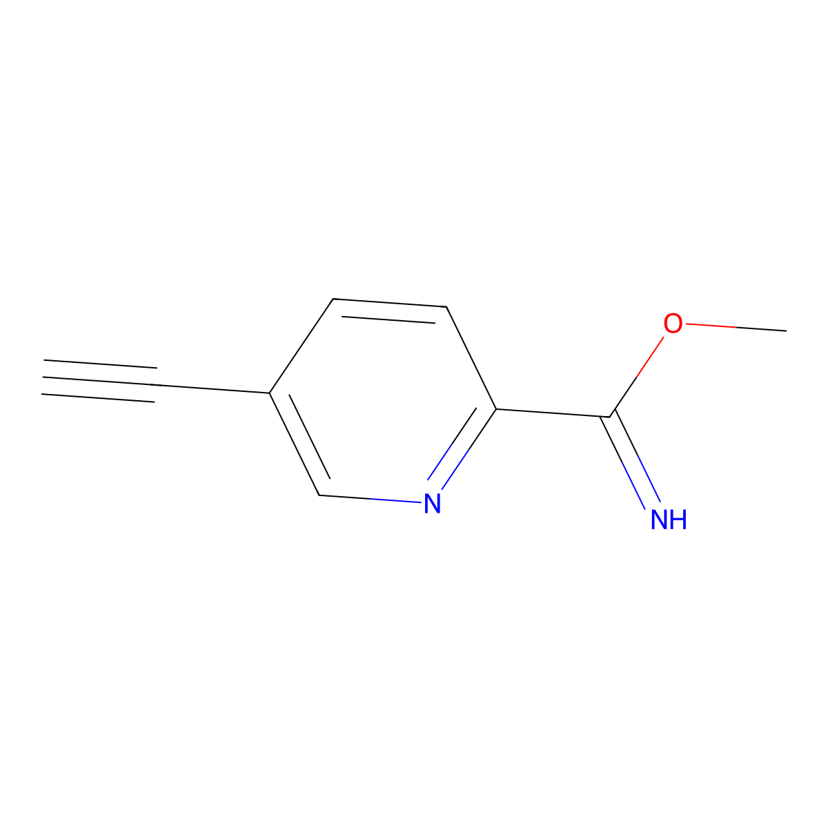 Methyl 5-ethynylpyridine-2-carboximidate molecular structure, CAS 2225136-62-7