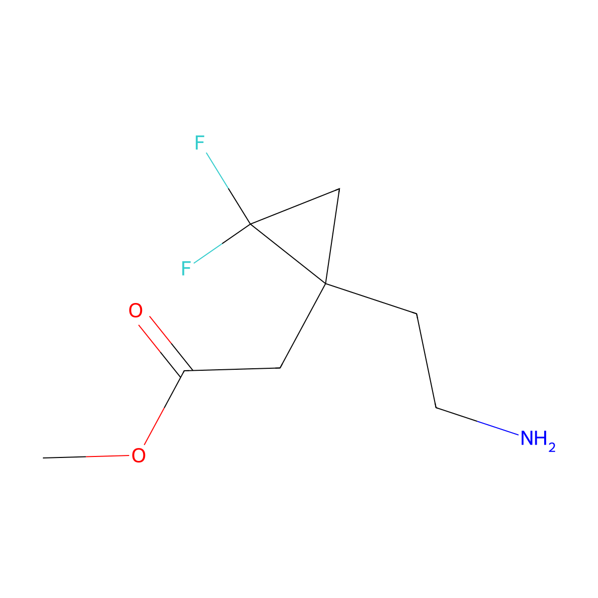 Methyl 2-[1-(2-aminoethyl)-2,2-difluorocyclopropyl]acetate molecular structure, CAS 2225136-66-1