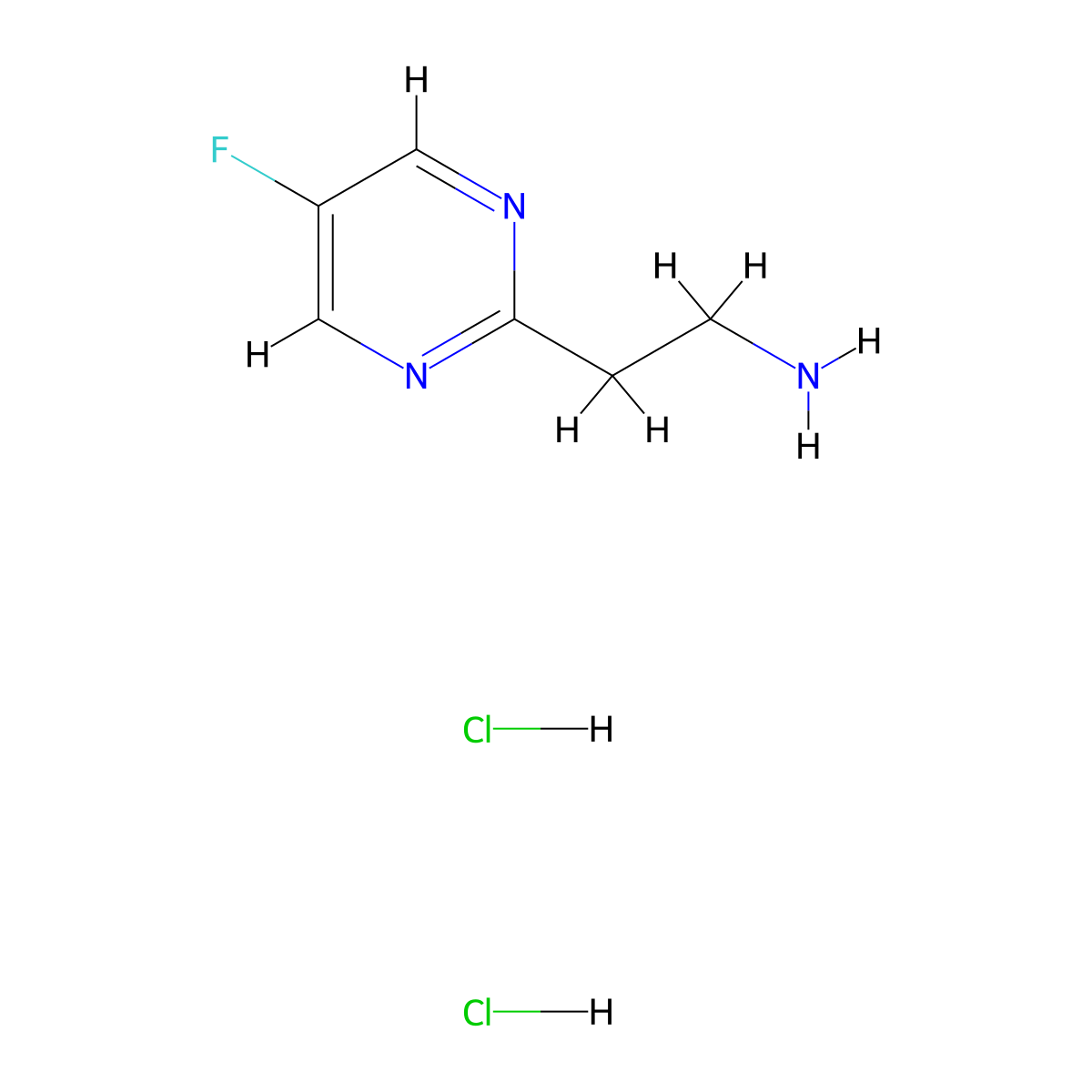 2-(5-Fluoropyrimidin-2-yl)ethan-1-amine dihydrochloride molecular structure, CAS 2225136-69-4