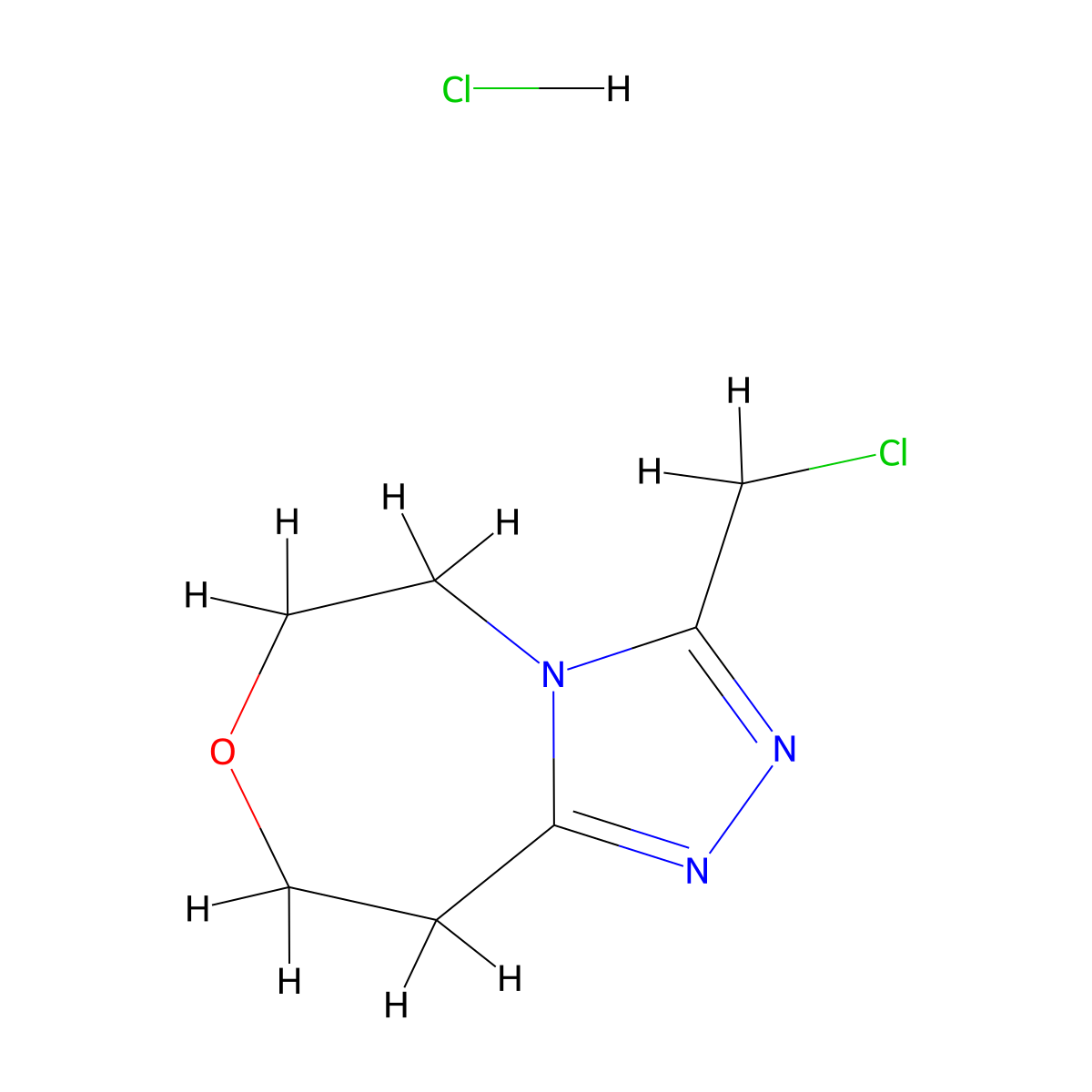 3-(chloromethyl)-5H,6H,8H,9H-[1,2,4]triazolo[4,3-d][1,4]oxazepine hydrochloride molecular structure, CAS 2225136-70-7