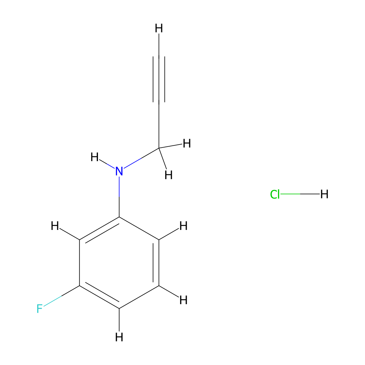 3-Fluoro-N-(prop-2-yn-1-yl)aniline hydrochloride molecular structure, CAS 2225136-77-4