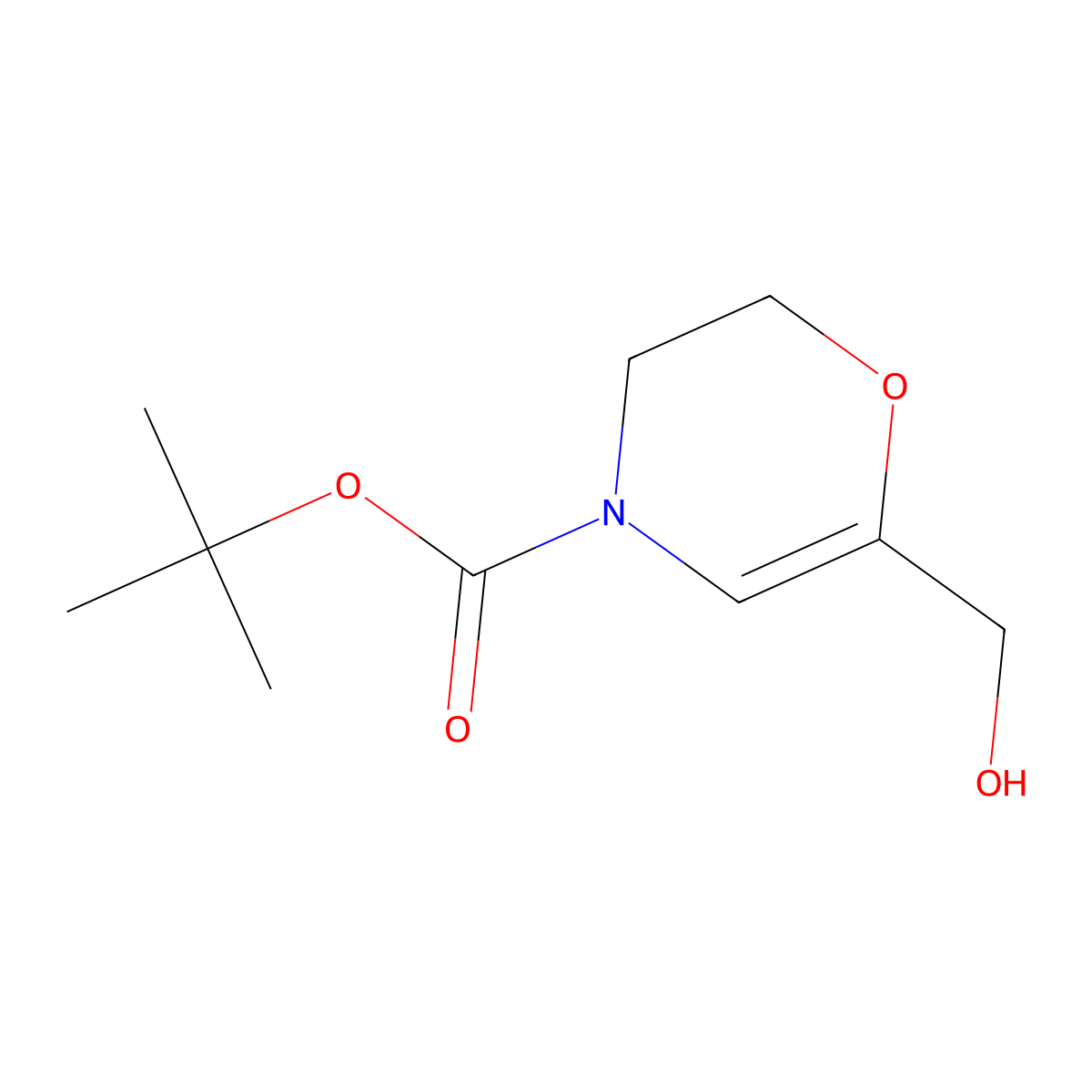 tert-butyl 6-(hydroxymethyl)-3,4-dihydro-2H-oxazine-4-carboxylate molecular structure, CAS 2225136-78-5