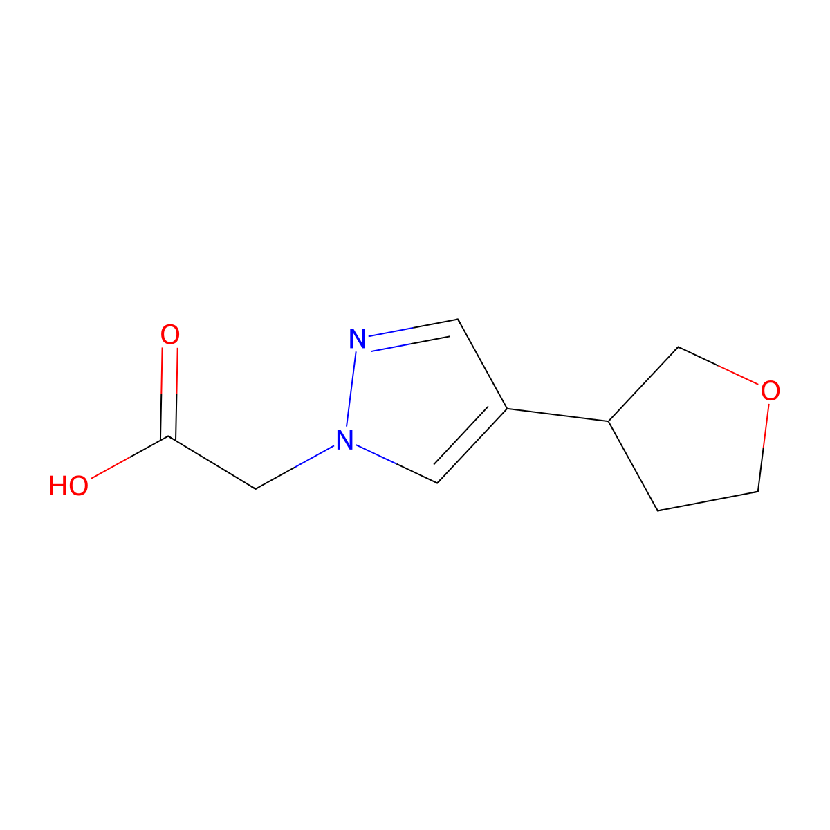 2-[4-(oxolan-3-yl)-1H-pyrazol-1-yl]acetic acid molecular structure, CAS 2225136-79-6