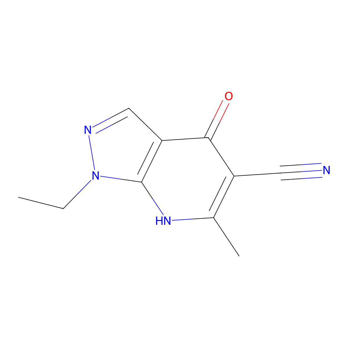 1-Ethyl-4-hydroxy-6-methyl-1H-pyrazolo[3,4-b]pyridine-5-carbonitrile molecular structure, CAS 2225136-82-1