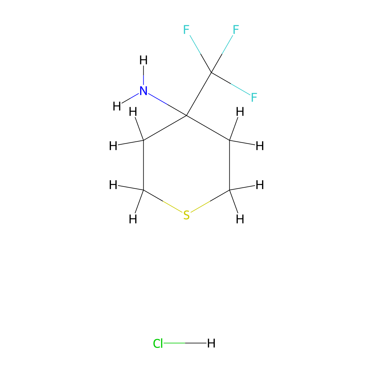 4-(Trifluoromethyl)thian-4-amine hydrochloride molecular structure, CAS 2225136-90-1