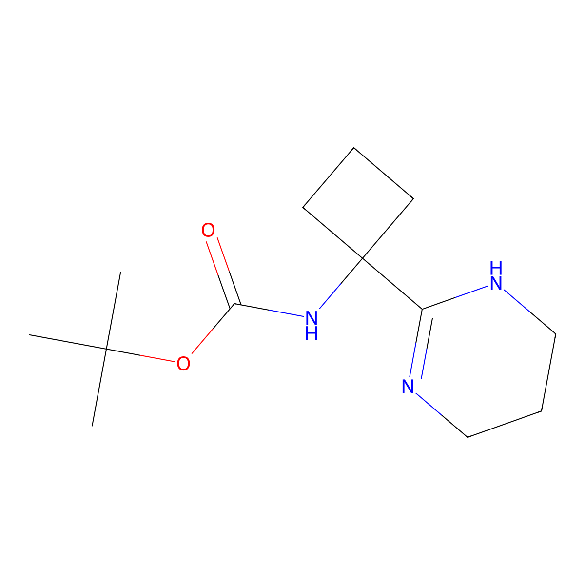 Tert-butyl N-[1-(1,4,5,6-tetrahydropyrimidin-2-yl)cyclobutyl]carbamate molecular structure, CAS 2225136-93-4