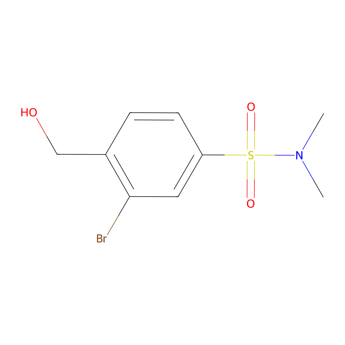 3-bromo-4-(hydroxymethyl)-N,N-dimethylbenzene-1-sulfonamide molecular structure, CAS 2225137-03-9