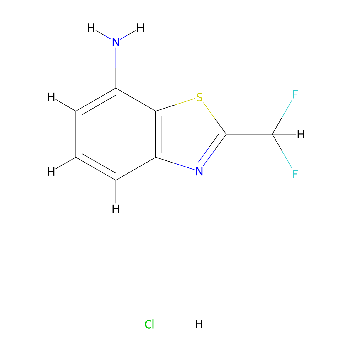 2-(Difluoromethyl)-1,3-benzothiazol-7-amine hydrochloride molecular structure, CAS 2225137-11-9