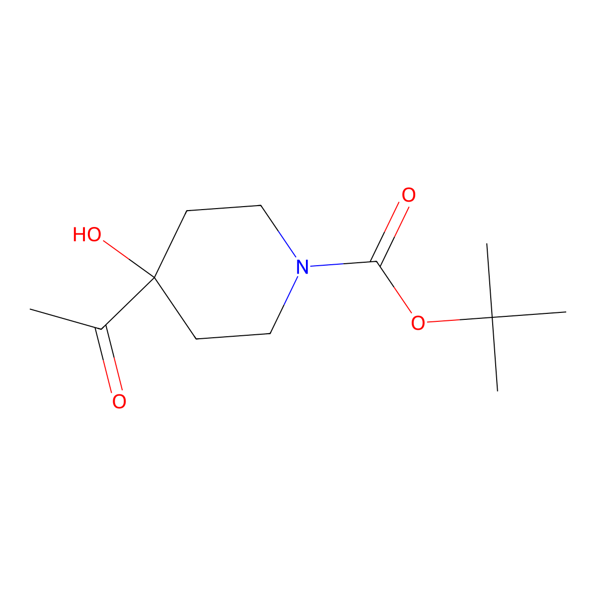 Tert-butyl 4-acetyl-4-hydroxypiperidine-1-carboxylate molecular structure, CAS 2225137-13-1