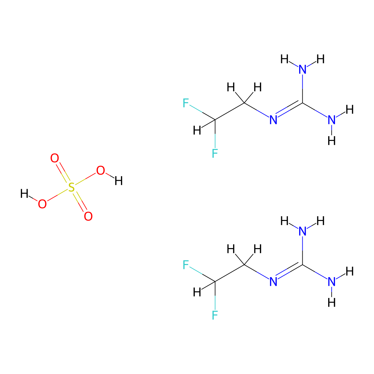 bis(N-(2,2-difluoroethyl)guanidine) sulfuric acid molecular structure, CAS 2225137-16-4