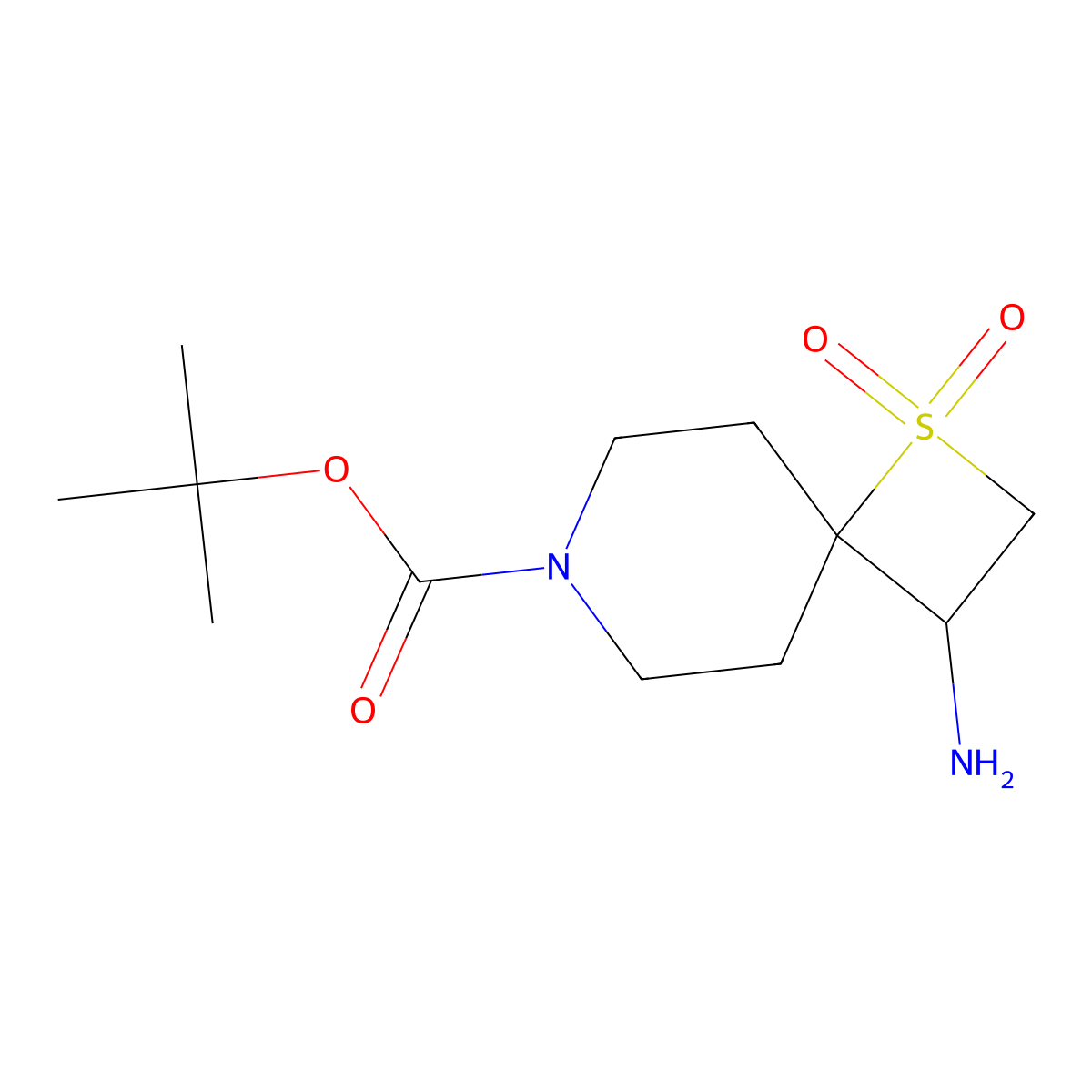 Tert-butyl 3-amino-1,1-dioxo-1lambda6-thia-7-azaspiro[3.5]nonane-7-carboxylate molecular structure, CAS 2225137-19-7