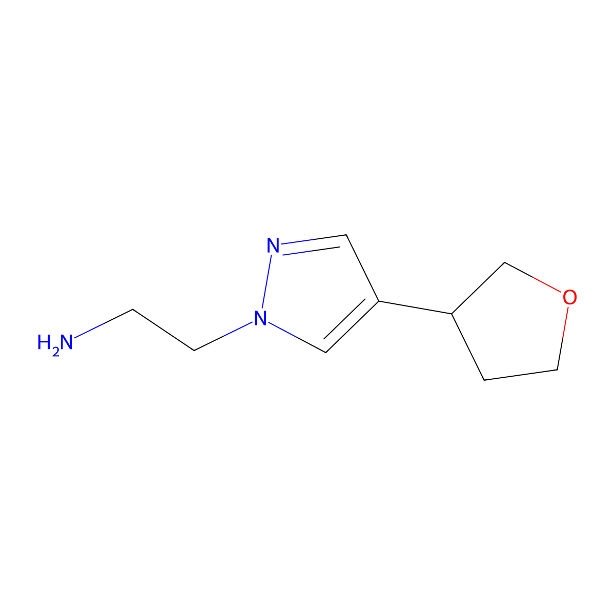 2-[4-(oxolan-3-yl)-1H-pyrazol-1-yl]ethan-1-amine molecular structure, CAS 2225137-20-0