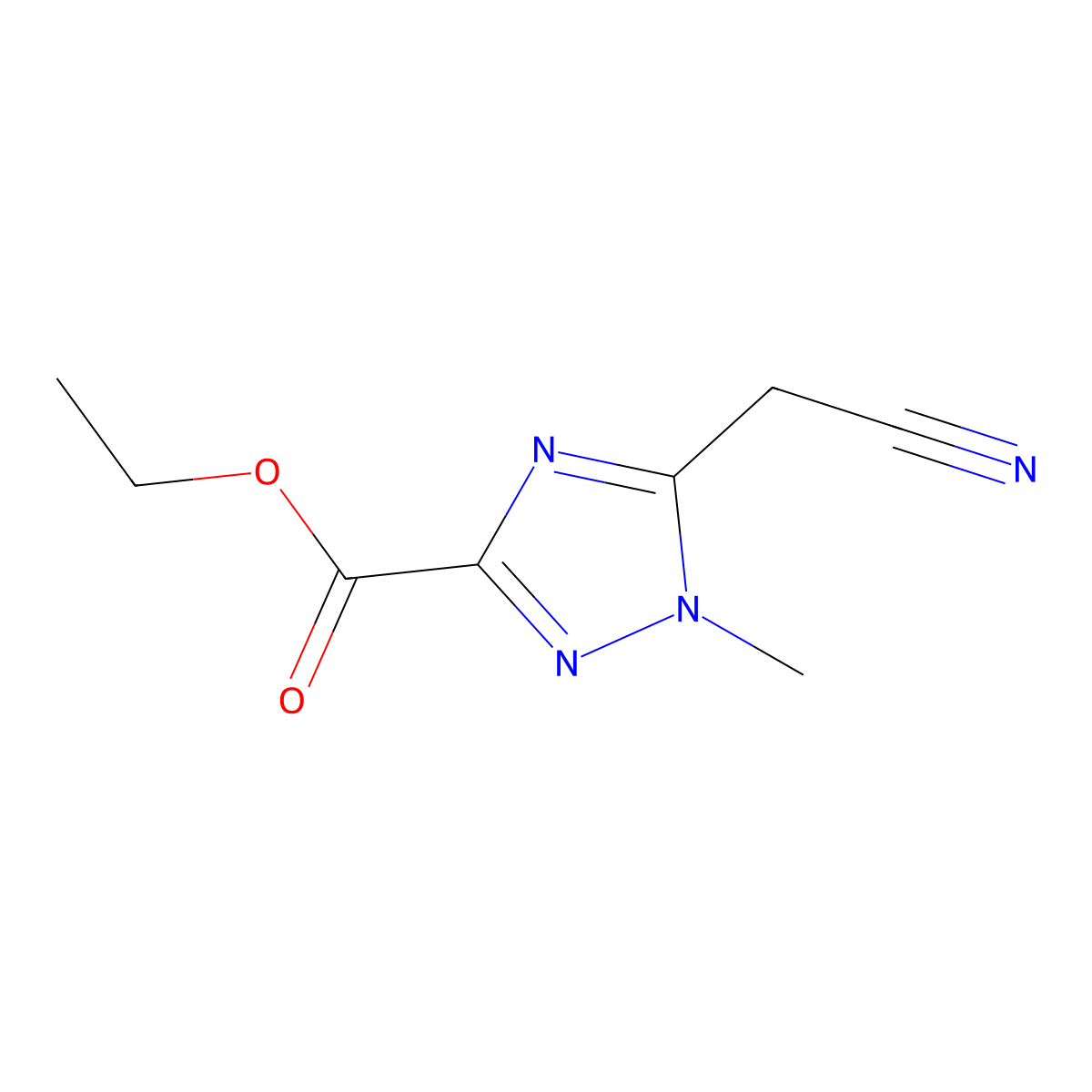 Ethyl 5-(cyanomethyl)-1-methyl-1H-1,2,4-triazole-3-carboxylate molecular structure, CAS 2225137-23-3