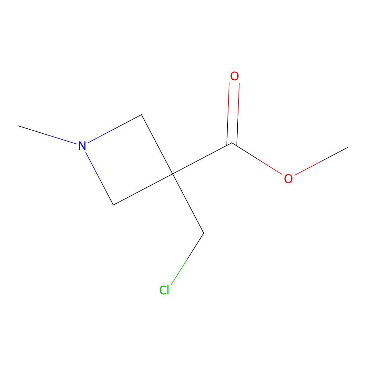 Methyl 3-(chloromethyl)-1-methylazetidine-3-carboxylate molecular structure, CAS 2225137-24-4