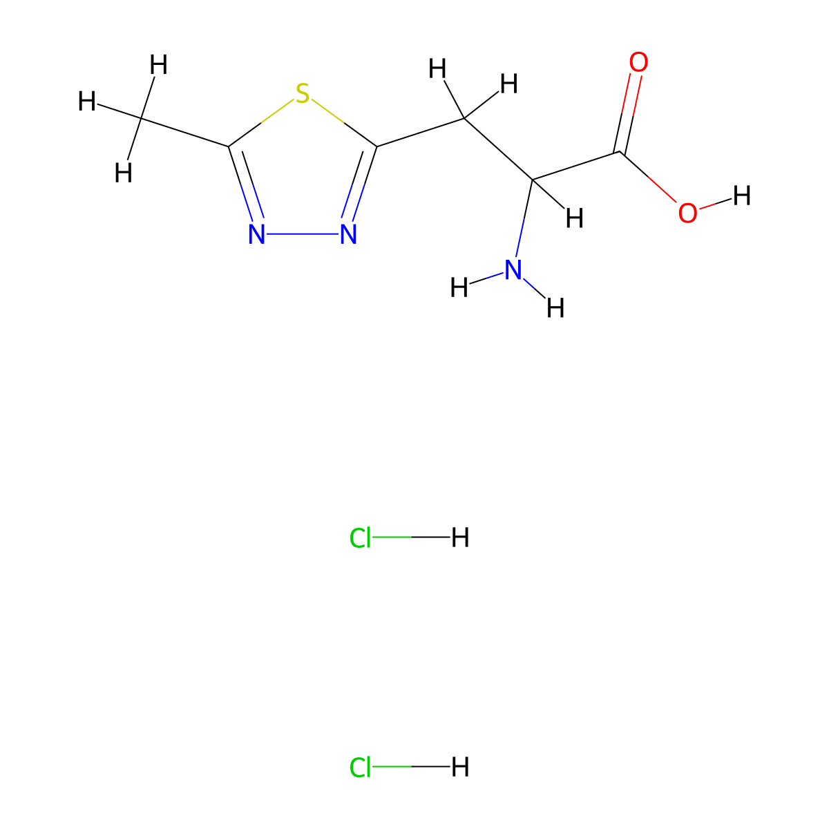 2-Amino-3-(5-methyl-1,3,4-thiadiazol-2-yl)propanoic acid dihydrochloride molecular structure, CAS 2225137-25-5