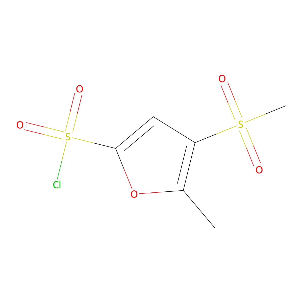 4-Methanesulfonyl-5-methylfuran-2-sulfonyl chloride molecular structure, CAS 2225141-16-0