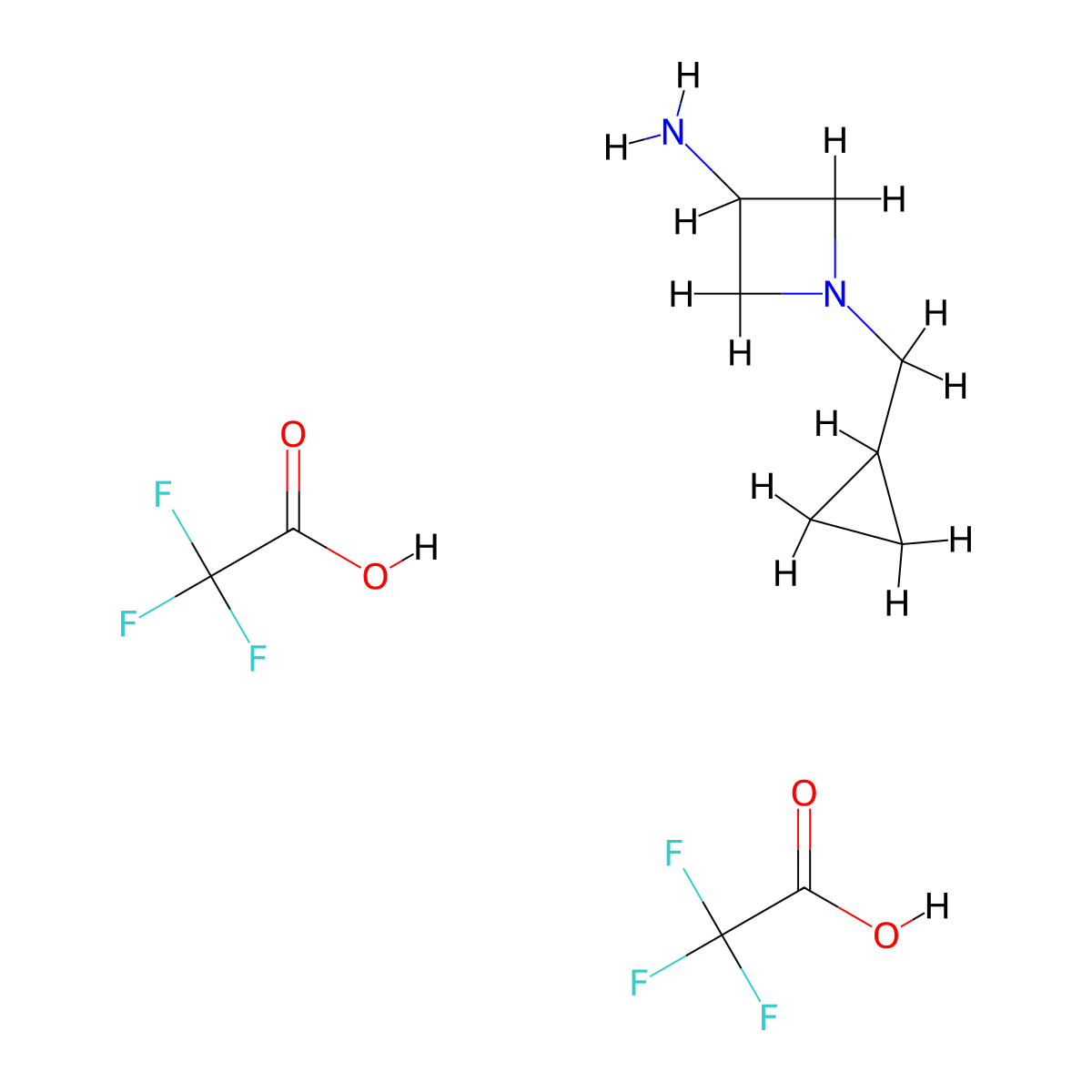 1-(Cyclopropylmethyl)azetidin-3-amine; bis(trifluoroacetic acid) molecular structure, CAS 2225141-20-6