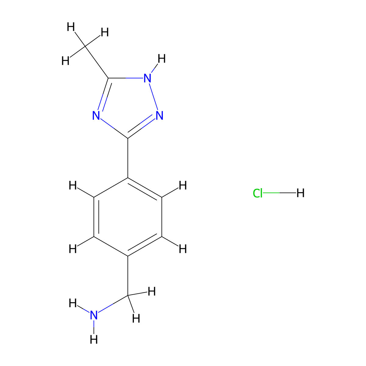 [4-(5-methyl-1H-1,2,4-triazol-3-yl)phenyl]methanamine hydrochloride molecular structure, CAS 2225141-21-7