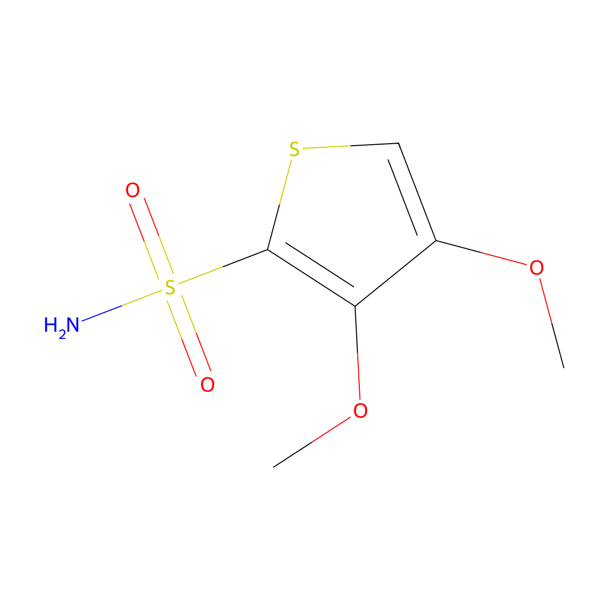 3,4-Dimethoxythiophene-2-sulfonamide molecular structure, CAS 2225141-28-4