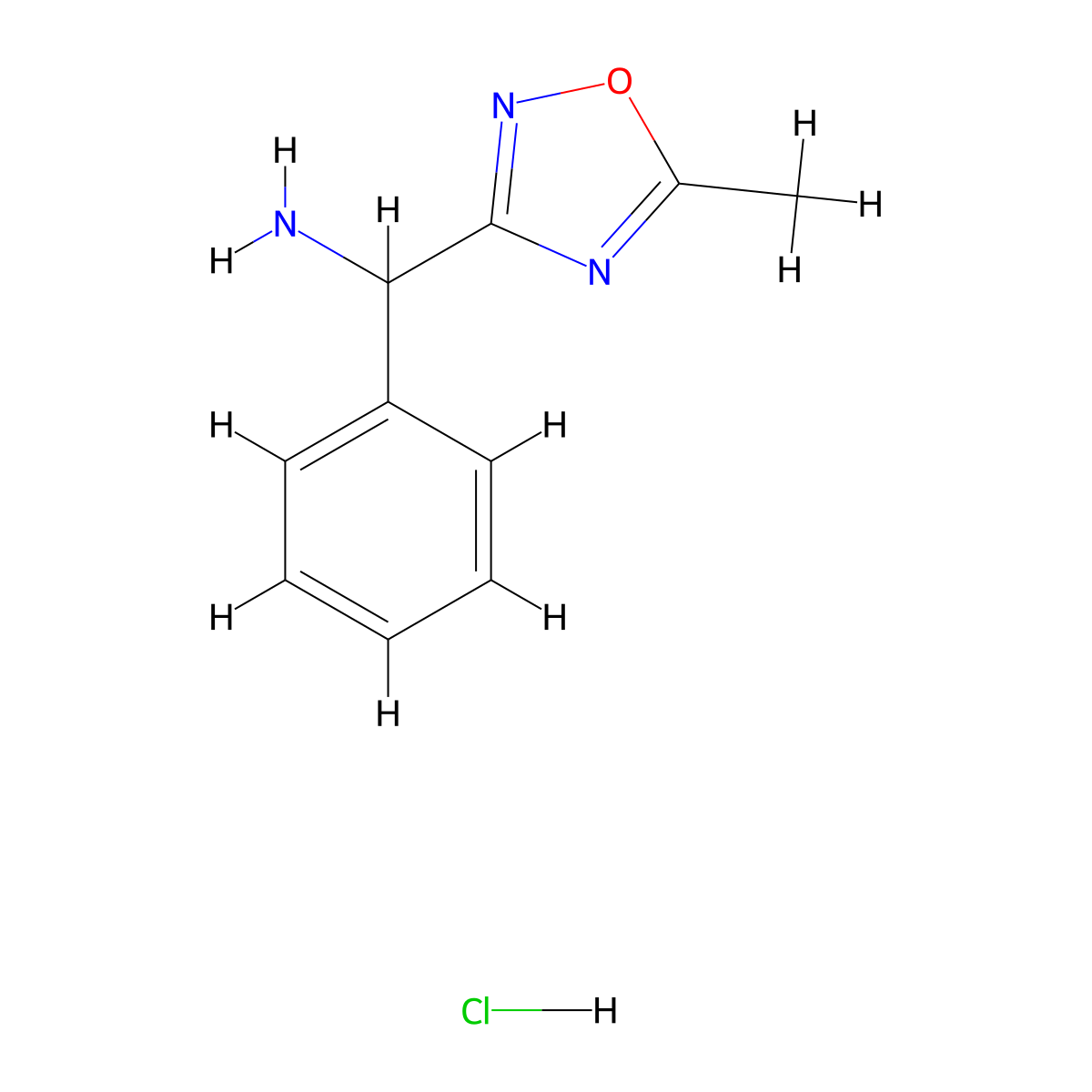 1-(5-Methyl-1,2,4-oxadiazol-3-yl)-1-phenylmethanamine hydrochloride molecular structure, CAS 2225141-31-9